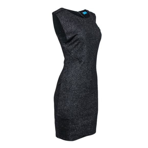 NWT Alice + Olivia Black Metallic Sleeveless Rounded Neck Sheath Mini Dress S - Picture 2 of 11